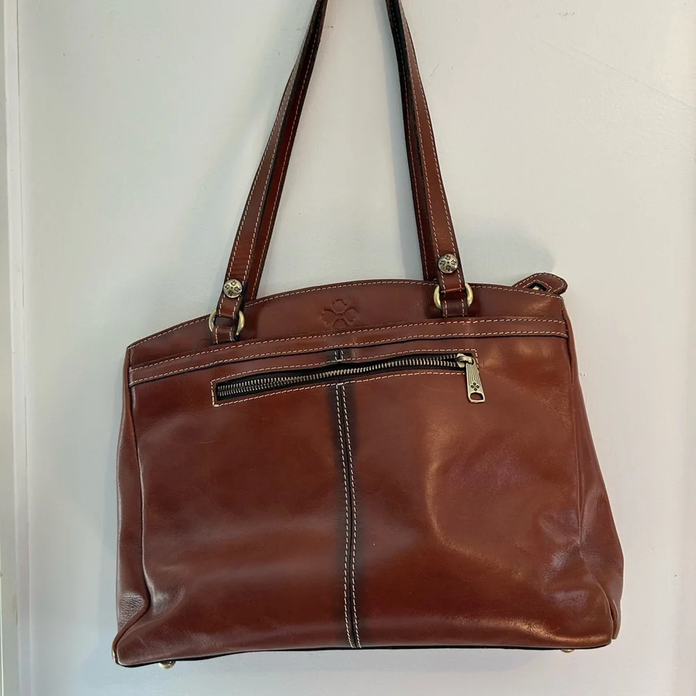 Patricia Nash Classic Cognac Tan Leather Tote Handbag - Picture 1 of 10